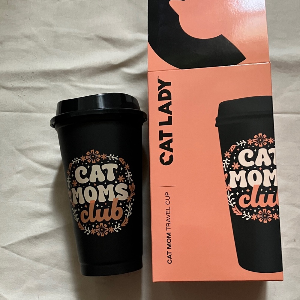 Cat Moms Club, Cat Lady Black Travel Tumbler